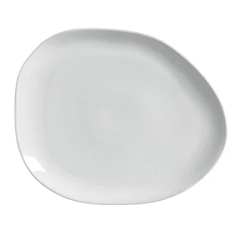 Stoneware New White Organic Oval Dinner Plate - Diam. 12.2" - Pack of 12