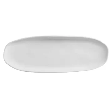 Stoneware New White Organic Shallow Oval Platter Large - Diam. 14.17 x 5.12" - Pack of 12