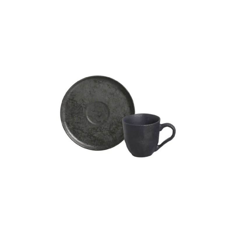 Stoneware Chromium Organic Coffee Cup & Organic Saucer - Pack of 12