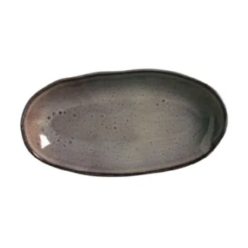 Stoneware Tourmaline Organic Deep Oval Platter Large - Diam. 12.6 x 6.3" - Pack of 12