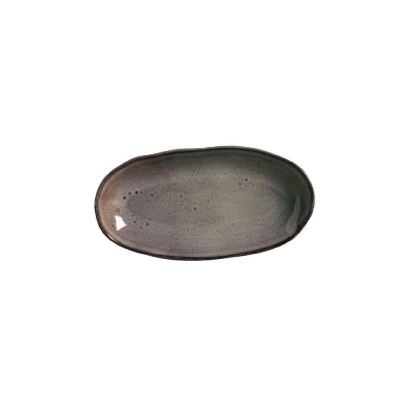 Stoneware Tourmaline Organic Deep Oval Platter Large - Diam. 12.6 x 6.3" - Pack of 12