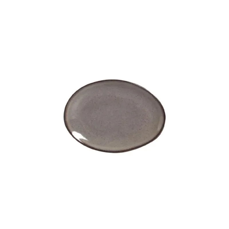 Stoneware Tourmaline Organic Oval Dessert Plate - Diam. 8.86" - Pack of 12