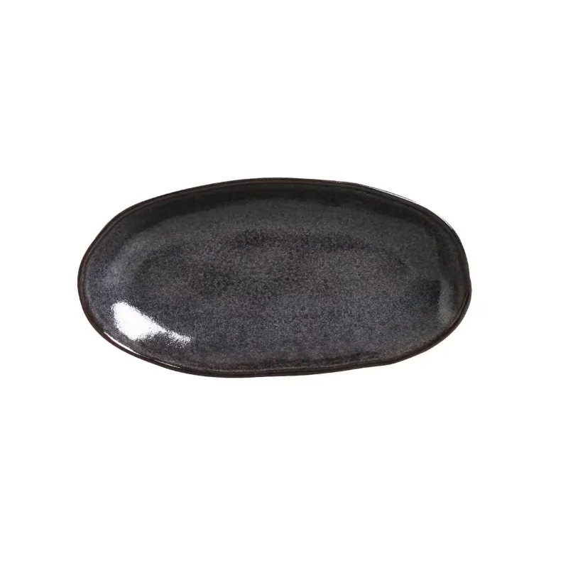 Stoneware Titanium Organic Deep Oval Platter Large - Diam. 12.6 x 6.3" - Pack of 12 Stoneware Titanium Organic Deep Oval Platter Large - Diam. 12.6 x 6.3" - Pack of 12