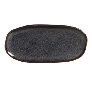 Stoneware Titanium Organic Shallow Oval Platter - Diam. 9.06 x 4.33" - Pack of 12