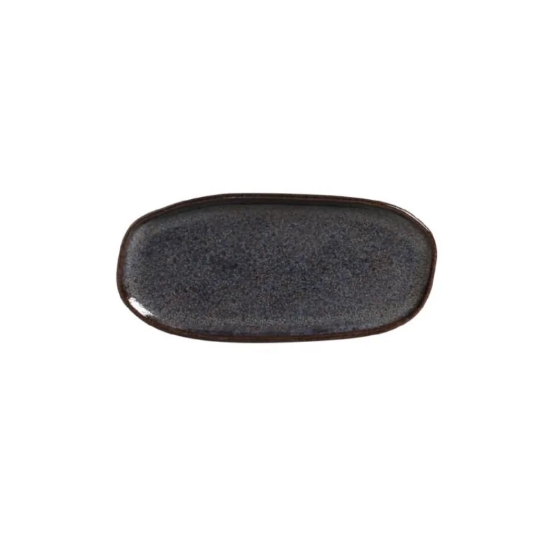 Stoneware Titanium Organic Shallow Oval Platter - Diam. 9.06 x 4.33" - Pack of 12 Stoneware Titanium Organic Shallow Oval Platter - Diam. 9.06 x 4.33" - Pack of 12