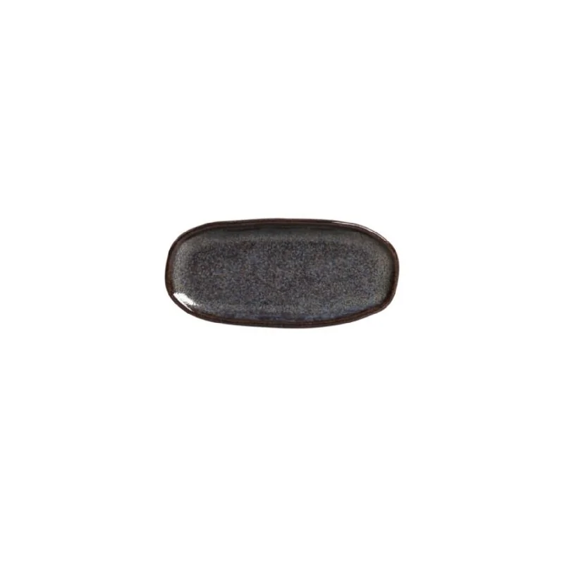Stoneware Titanium Organic Shallow Oval Platter - Diam. 6.5 x 3.15" - Pack of 12