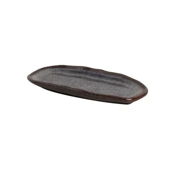 Stoneware Titanium Organic Shallow Oval Platter - Diam. 6.5 x 3.15" - Pack of 12