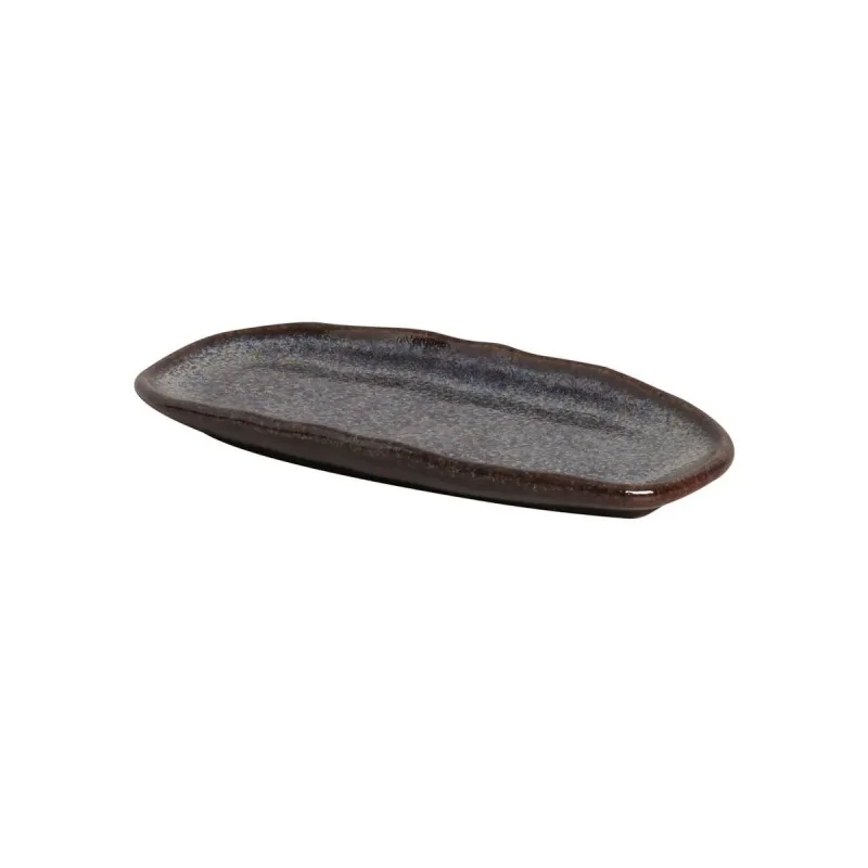 Stoneware Titanium Organic Shallow Oval Platter - Diam. 6.5 x 3.15" - Pack of 12