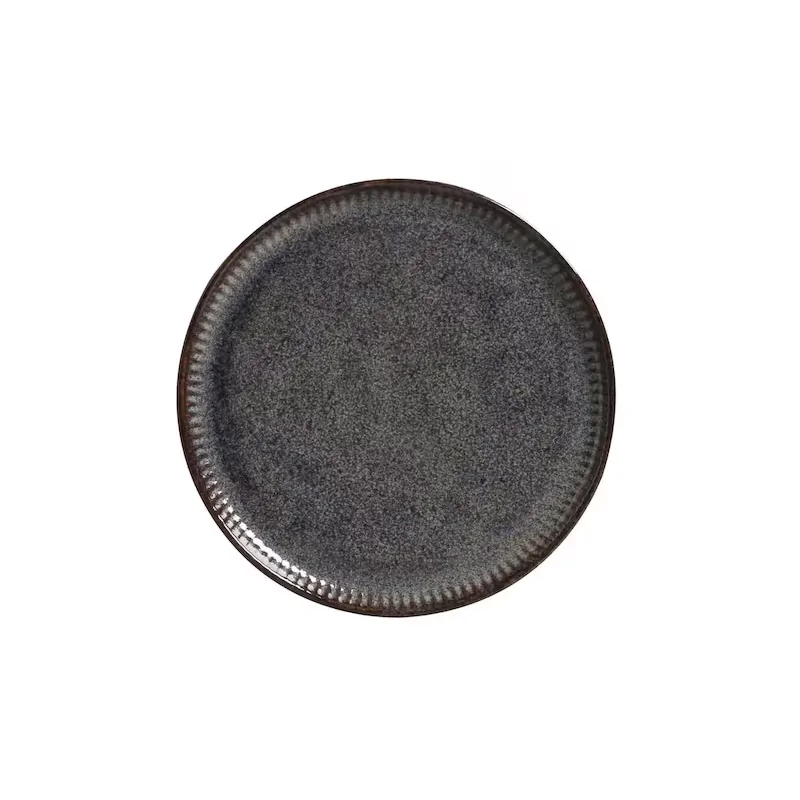 Stoneware Titanium Organic Oval Dessert Plate - Diam. 8.86" - Pack of 12 Stoneware Titanium Organic Oval Dessert Plate - Diam. 8.86" - Pack of 12