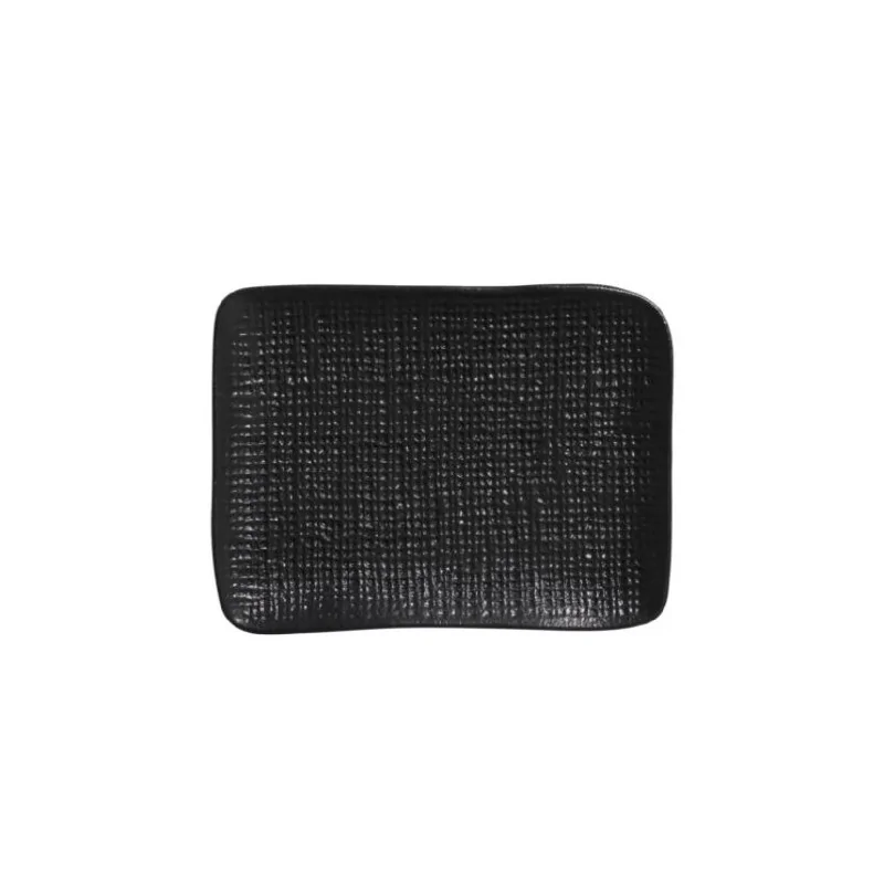 Stoneware Matte Black Rectangular Platter Juta - Diam. 7.08 x 5.51" - Pack of 12