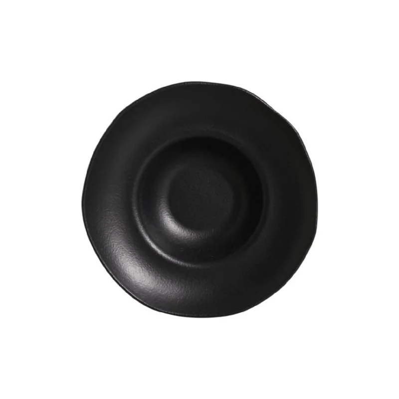 Stoneware Matte Black Deep Rim Plate - Diam. 11.02 x 2.56" - Pack of 12 Stoneware Matte Black Deep Rim Plate - Diam. 11.02 x 2.56" - Pack of 12