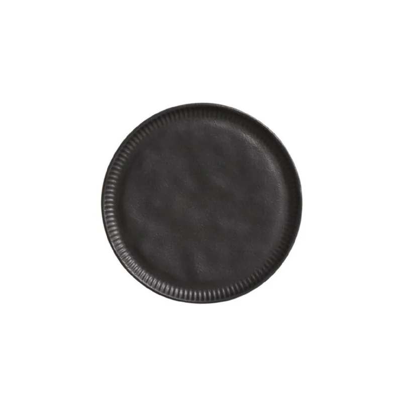 Stoneware Matte Black Linhas Dessert Plate - Diam. 8.46" - Pack of 12