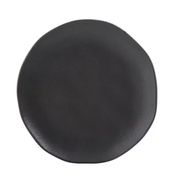 Stoneware Matte Black Organic Dessert Plate - Diam. 7.68" - Pack of 12