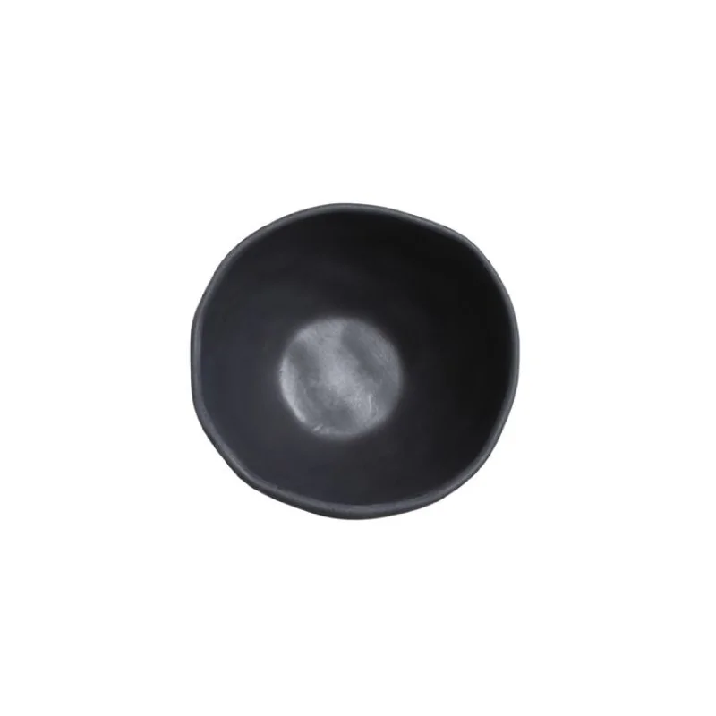 Stoneware Matte Black Organic Bowl - Diam. 5.24" - Pack of 12