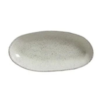 Stoneware Pistache Organic Deep Oval Platter Large - Diam. 12.6 x 6.3" - Pack of 12