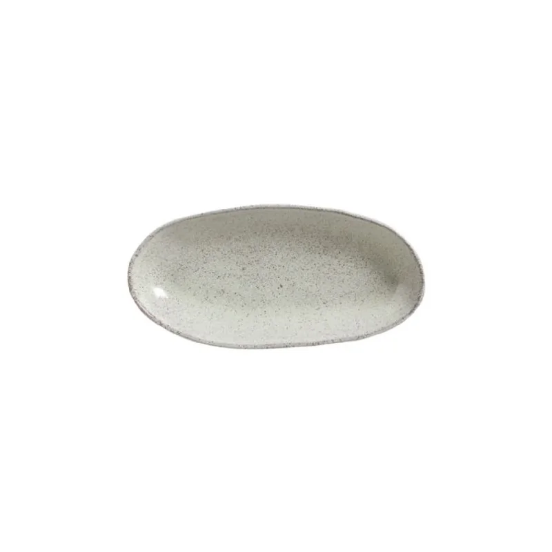 Stoneware Pistache Organic Deep Oval Platter Large - Diam. 12.6 x 6.3" - Pack of 12