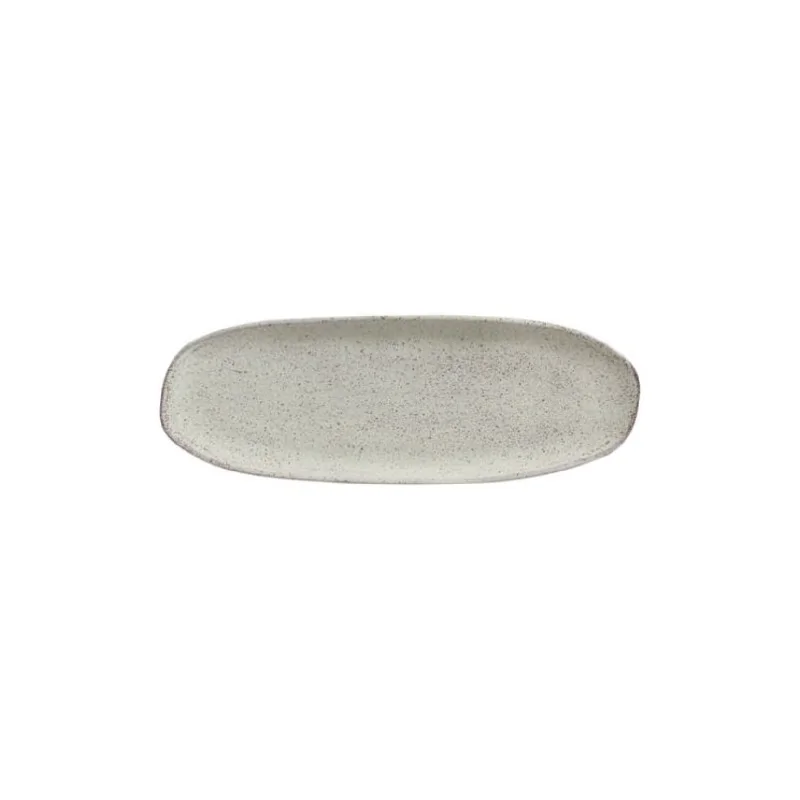 Stoneware Pistache Organic Shallow Oval Platter Large - Diam. 14.17 x 5.12" - Pack of 12