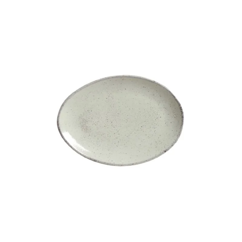 Stoneware Pistache Organic Oval Dessert Plate - Diam. 8.86" - Pack of 12 Stoneware Pistache Organic Oval Dessert Plate - Diam. 8.86" - Pack of 12