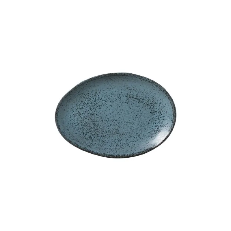 Stoneware Night Sky Organic Oval Dessert Plate - Diam. 8.86" - Pack of 12 Stoneware Night Sky Organic Oval Dessert Plate - Diam. 8.86" - Pack of 12