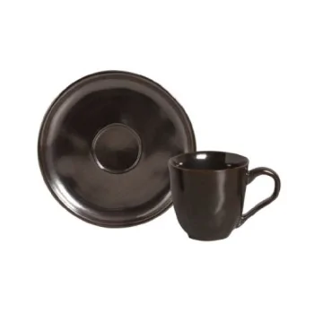 Stoneware Metallica Organic Coffee Cup & Bio Saucer - Pack of 12