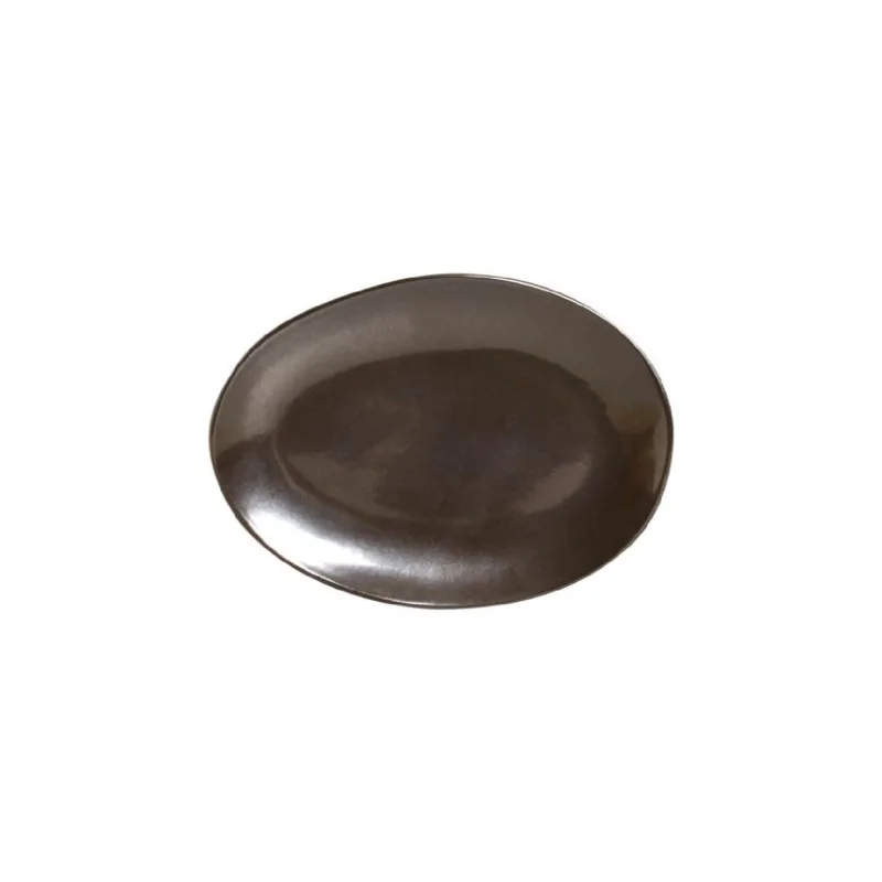 Stoneware Metallica Organic Oval Dessert Plate - Diam. 8.86" - Pack of 12