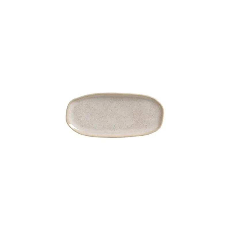 Stoneware Latte Organic Shallow Oval Platter - Diam. 9.06 x 4.33" - Pack of 12