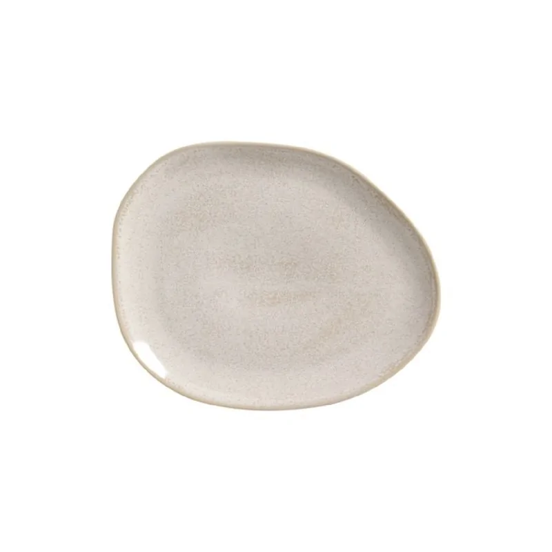 Stoneware Latte Organic Oval Dinner Plate - Diam. 12.2" - Pack of 12 Stoneware Latte Organic Oval Dinner Plate - Diam. 12.2" - Pack of 12