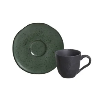 Stoneware Greenery Organic Coffee Cup & Organic Saucer - Pack of 12