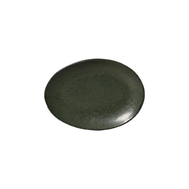 Stoneware Greenery Organic Oval Dessert Plate - Diam. 8.86" - Pack of 12