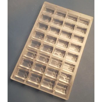 Thermoformed Polycarbonate Praline Chocolate Mold - Gift Parcel - 32 cavity - 38 mm x 22 mm x h 16 mm - 13.5gr