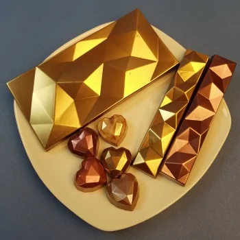 Thermoformed Polycarbonate Chocolate Tablet Mold - Brilliant - 3 cavity - 157 mm x 77.5 mm x h 9.1 mm - 100gr