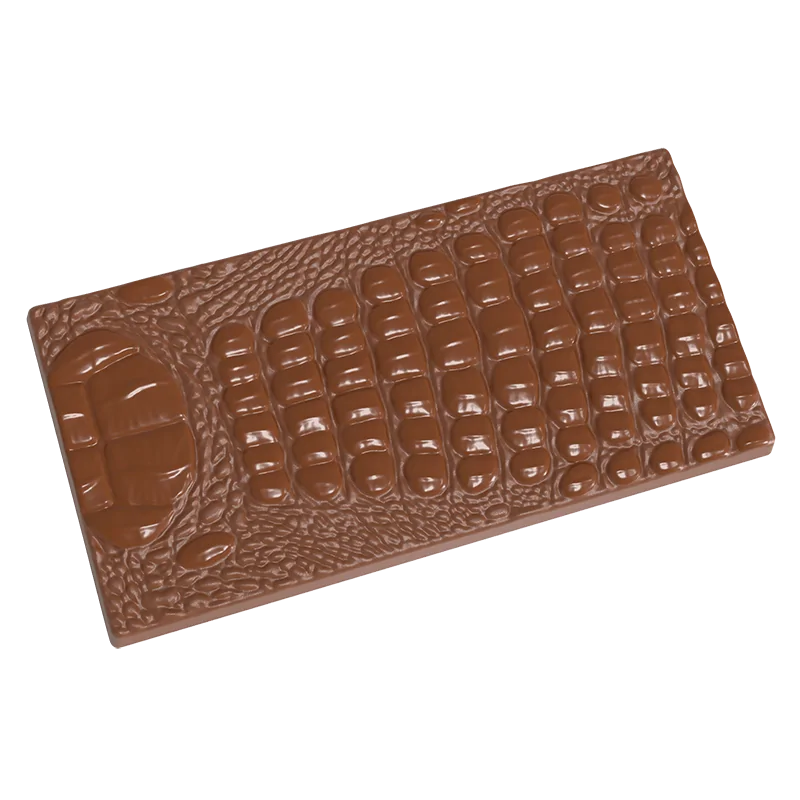 Thermoformed Polycarbonate Chocolate Tablet Mold - Crocodile - 3 cavity - 140 mm x 70 mm x h 8.4 mm - 80gr