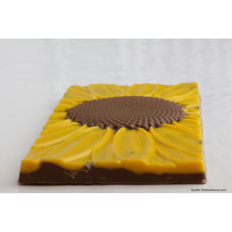 Thermoformed Polycarbonate Sunflower Chocolate Tablet Mold - 3 cavity - 140 mm x 70 mm x h 9.3 mm -80gr