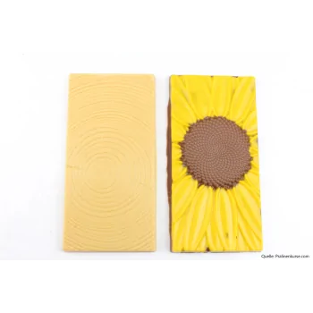 Thermoformed Polycarbonate Sunflower Chocolate Tablet Mold - 3 cavity - 140 mm x 70 mm x h 9.3 mm -80gr