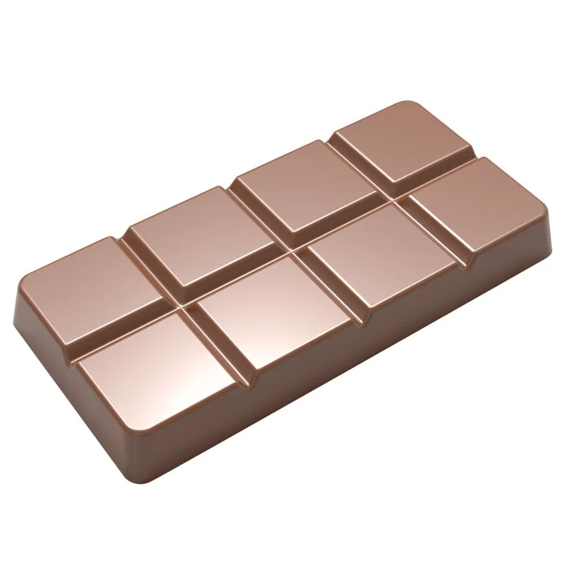 Thermoformed Polycarbonate Small Dubai Chocolate Tablet Mold - 4 cavity - 128.5 mm x 62 mm x h 14 mm - 100gr Thermoformed Polycarbonate Small Dubai Chocolate Tablet Mold - 4 cavity - 128.5 mm x 62 mm x h 14 mm - 100gr