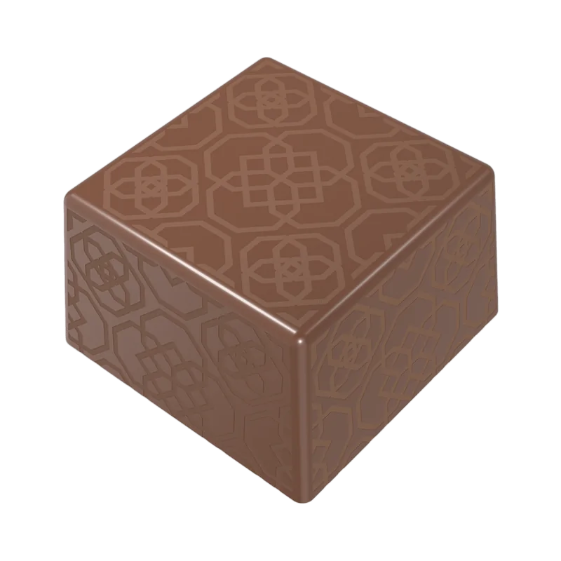 Thermoformed Polycarbonate Square Praline Chocolate Mold - Orient - 28 cavity - 25 mm x 25 mm x h 15 mm - 10gr Thermoformed Polycarbonate Square Praline Chocolate Mold - Orient - 28 cavity - 25 mm x 25 mm x h 15 mm - 10gr