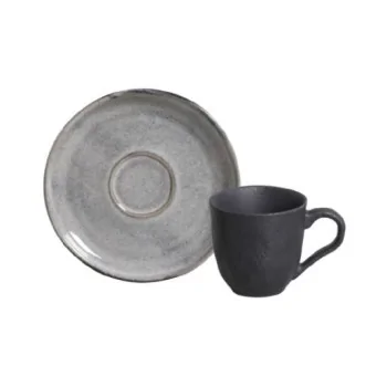 Stoneware Dust Organic Coffee Cup & Bio Saucer - Pack of 12