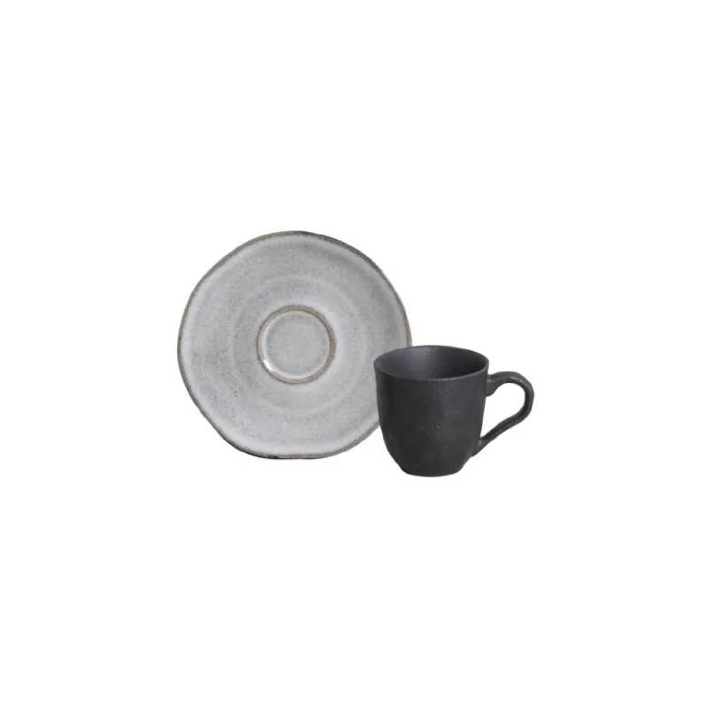 Stoneware Dust Organic Coffee Cup & Organic Saucer - Pack of 12