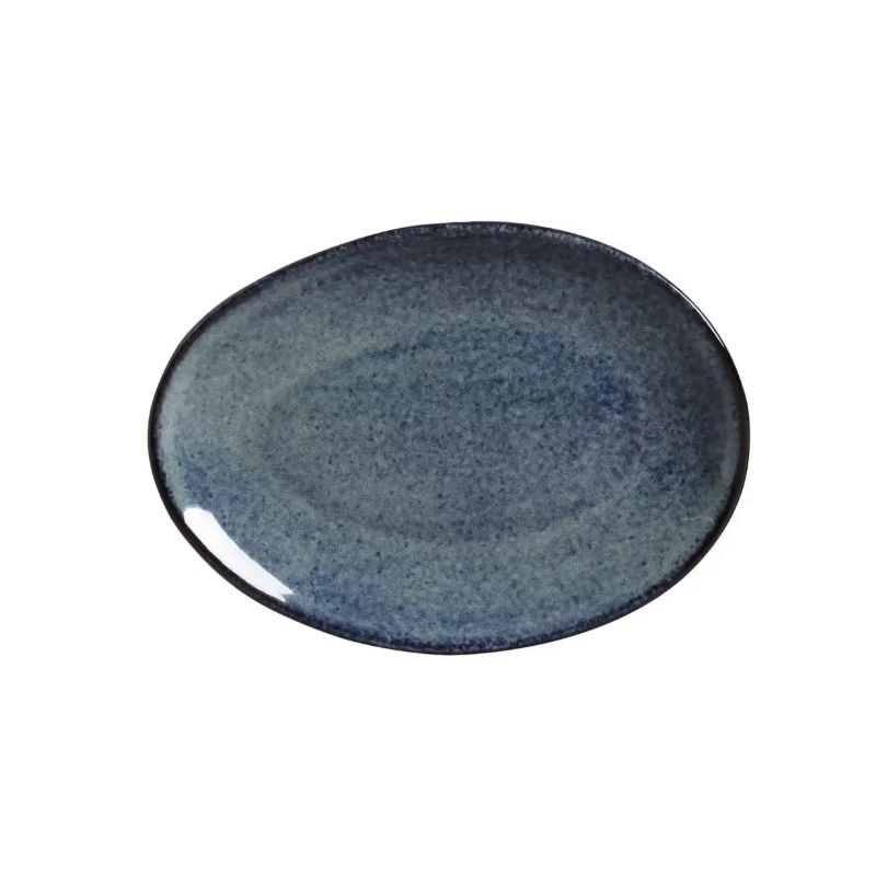 Stoneware Denim Organic Oval Dessert Plate - Diam. 8.86" - Pack of 12 Stoneware Denim Organic Oval Dessert Plate - Diam. 8.86" - Pack of 12