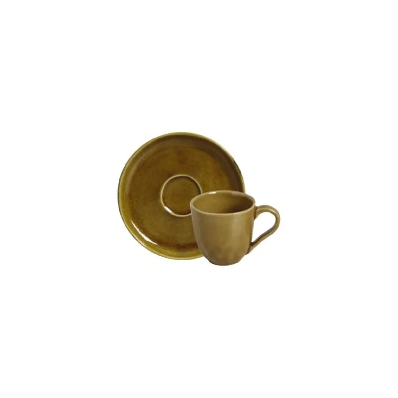 Stoneware Amber Organic Coffee Cup & Bio Saucer - Pack of 12 Stoneware Amber Organic Coffee Cup & Bio Saucer - Pack of 12