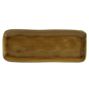 Stoneware Amber Organic Rectangular Platter - Diam. 8.66 x 3.74" - Pack of 12
