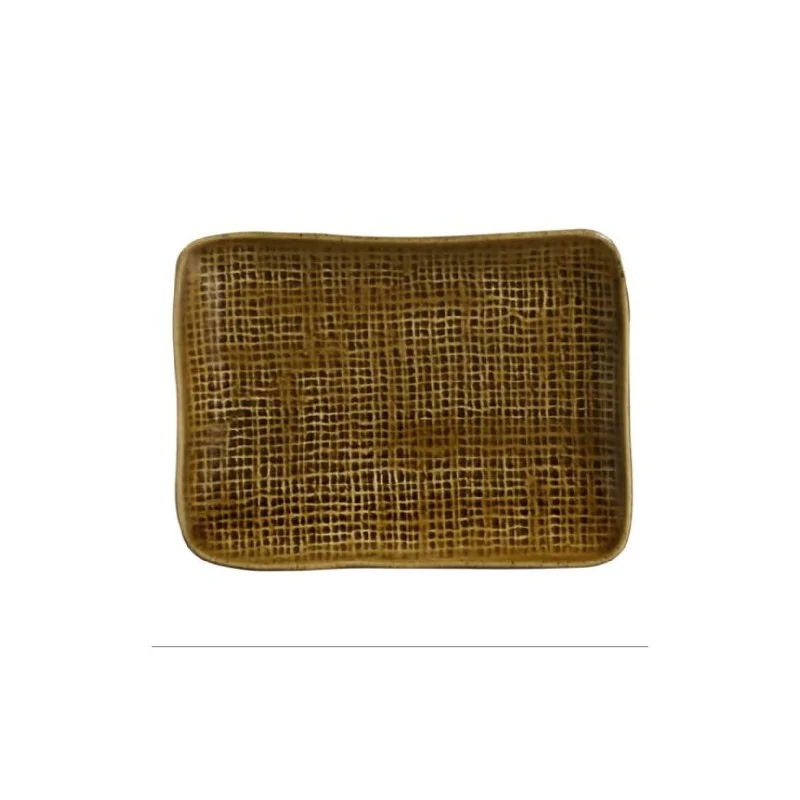 Stoneware Amber Rectangular Platter Juta - Diam. 7.08 x 5.51" - Pack of 12