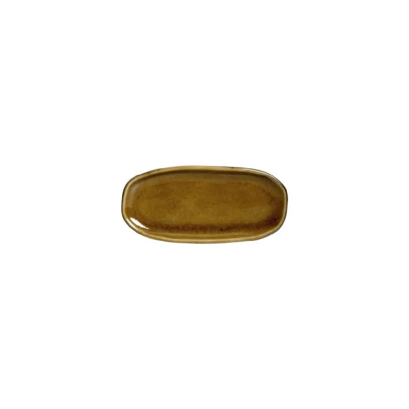 Stoneware Amber Organic Shallow Oval Platter - Diam. 6.5 x 3.15" - Pack of 12