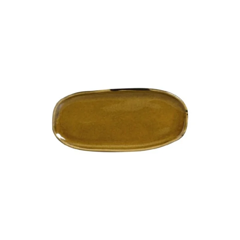 Stoneware Amber Organic Shallow Oval Platter - Diam. 9.06 x 4.33" - Pack of 12 Stoneware Amber Organic Shallow Oval Platter - Diam. 9.06 x 4.33" - Pack of 12