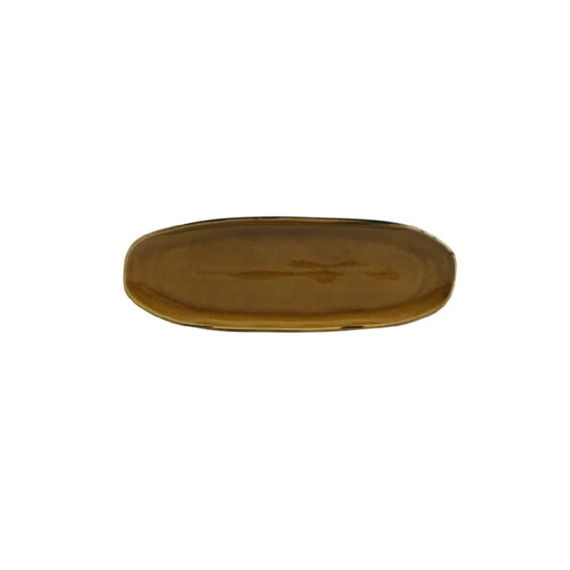 Stoneware Amber Organic Shallow Oval Platter Large - Diam. 14.17 x 5.12" - Pack of 12 Stoneware Amber Organic Shallow Oval Platter Large - Diam. 14.17 x 5.12" - Pack of 12