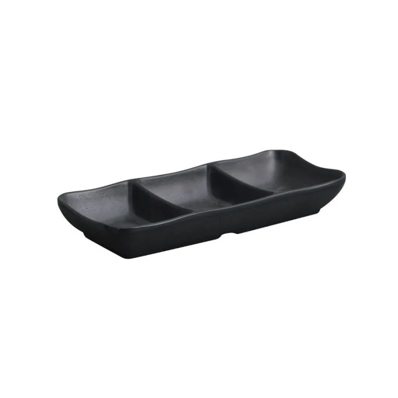 Rectangular sauce dish - 3 compartments "Zen" Melamine - mm 195x85 h 30 - Pack of 24 Rectangular sauce dish - 3 compartments "Zen" Melamine - mm 195x85 h 30 - Pack of 24