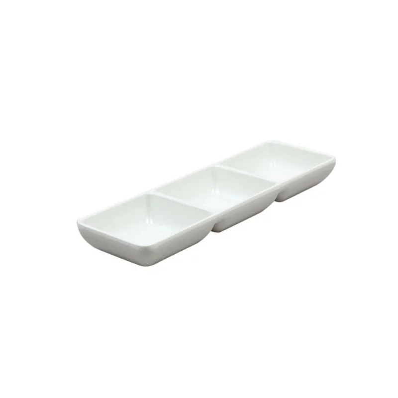 "Oriental Series" Line - Melamine Square sauce dish - Ivory - 3 Cpts mm 220x70 h 25 - Pack of 12 "Oriental Series" Line - Melamine Square sauce dish - Ivory - 3 Cpts mm 220x70 h 25 - Pack of 12