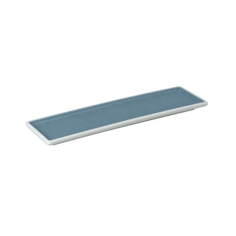 Narrow Rectangular Blue Melamine Tray "Taiji" - 305 x 86 x 18 mm - Set of 6