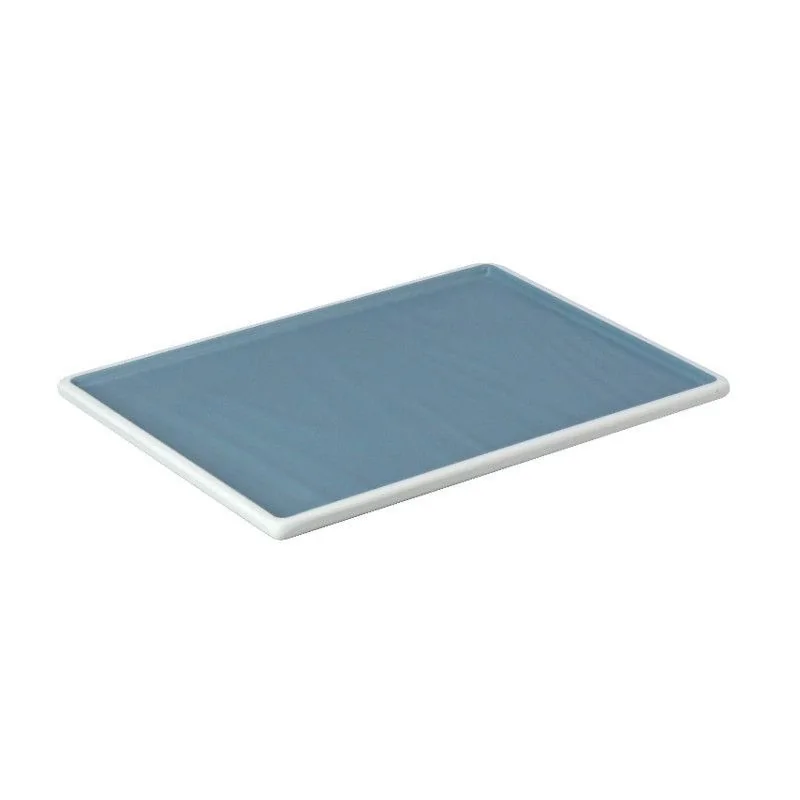 Rectangular Blue Melamine Tray "Taiji" - 254 x 183 x 17 mm - Set of 6