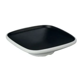 Deep Square Black Melamine Plate "Taiji" - 198 x 198 x 52 mm - Set of 6